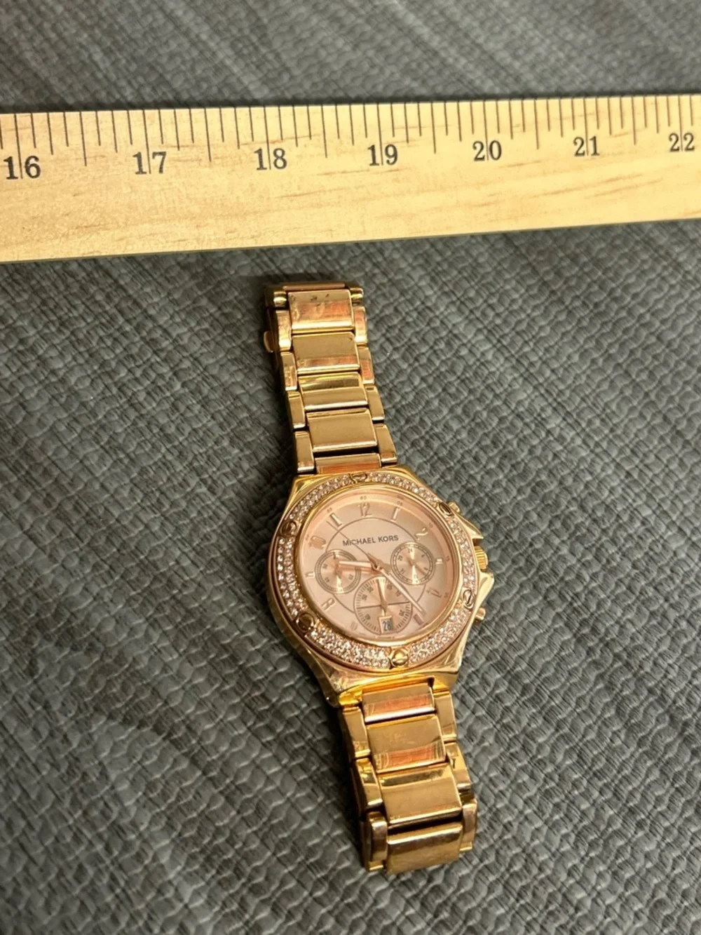 Michael Kors Rose Gold Tone Crystal Bezel Women's Chronograph Watch